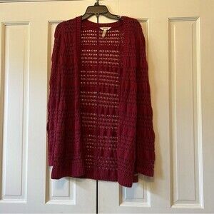 Matilda Jane Women’s A Stitch in Time Tie Front Maroon Cardigan Size Medium